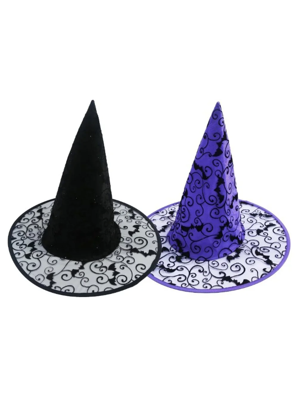 Pack of 2 Halloween Witches Hat - Halloween Spider web Witch/Wizard Hats